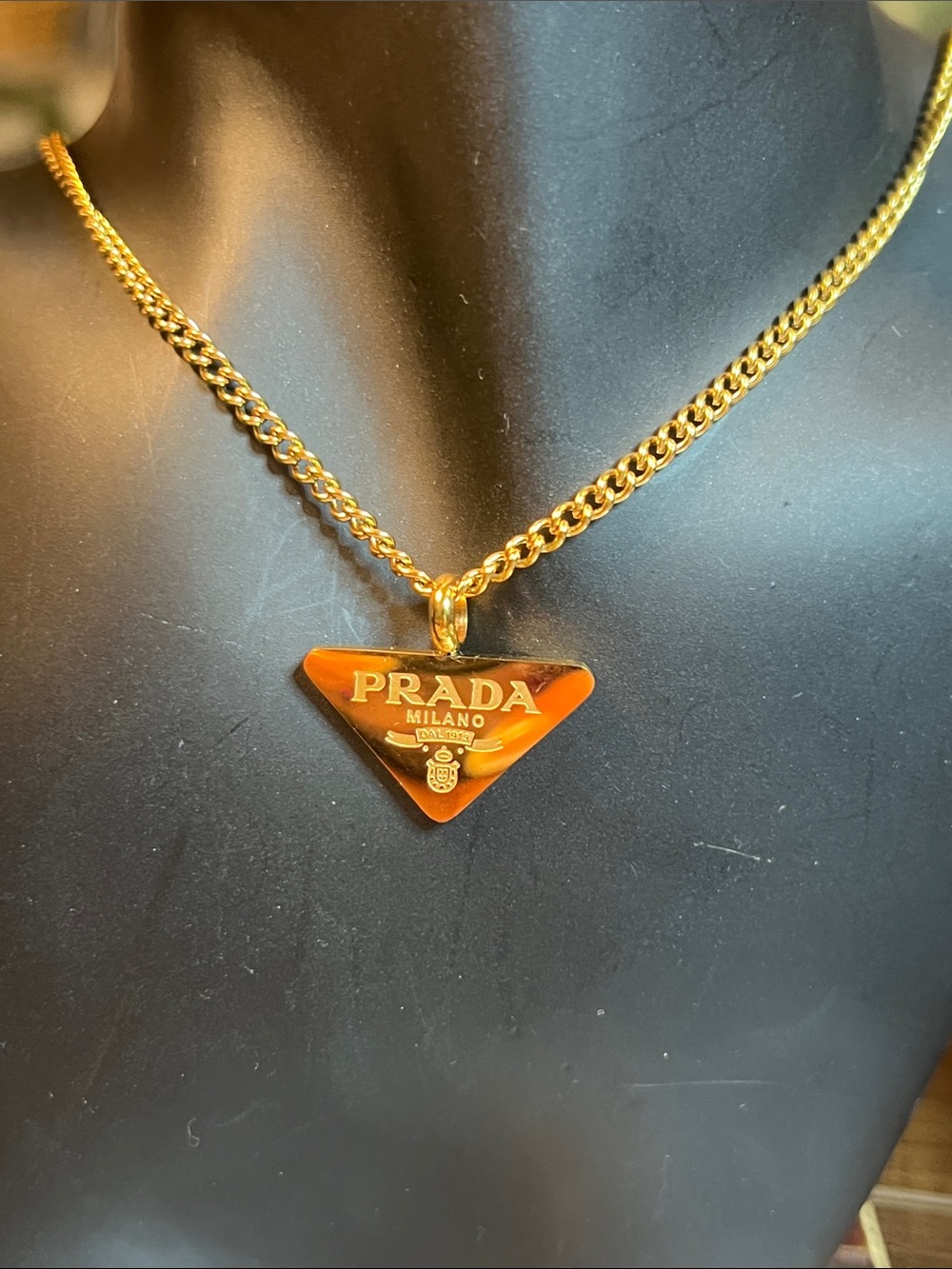 Gold Chain Necklace with Triangle Pendant